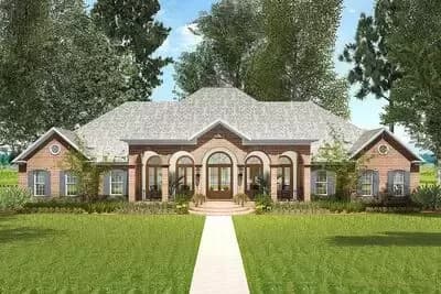 4-Bed Southern House Plan with Home Office and a Separate Study