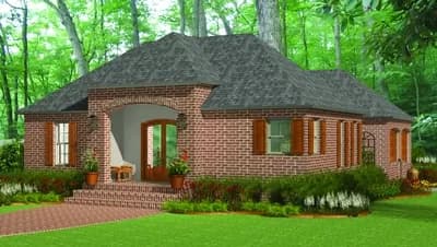 Southern Traditional House Plan with 4 Beds and Brick Exterior - 1686 Sq Ft