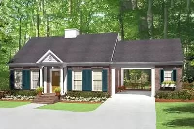 1-Bed House Plan with Carport - 815 Sq Ft - Architectural Designs