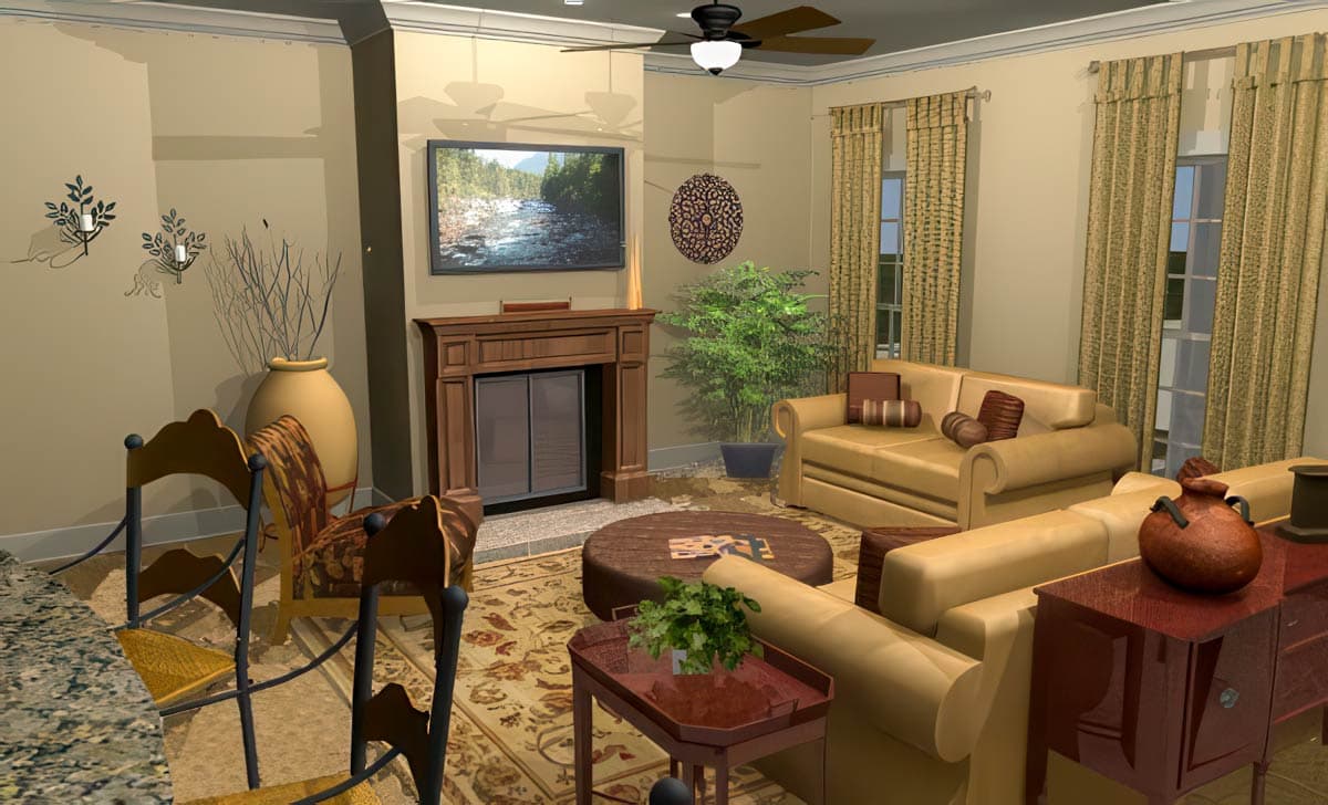 Plan 62129V: Split Bedroom Ranch Home Plan - 1633 Sq Ft - Image #4 - Ranch, Traditional