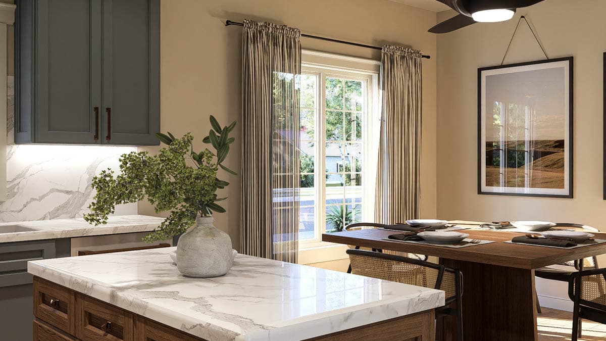 Plan 62407DJ: 2-Story Traditional House Plan with Wrap Around Porch - 1388 Sq Ft - Image #6 - Country, Farmhouse, Traditional