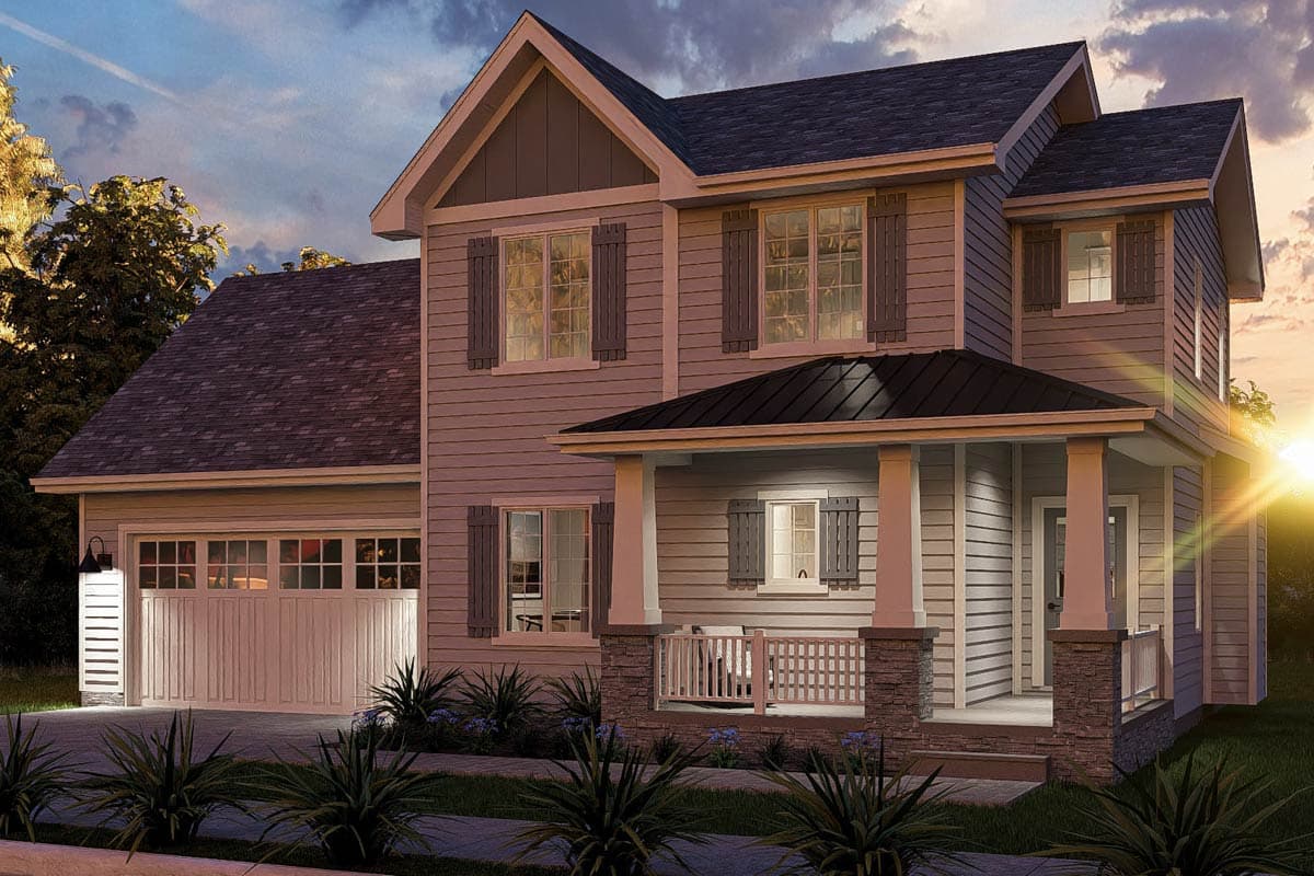 Plan 62407DJ: 2-Story Traditional House Plan with Wrap Around Porch - 1388 Sq Ft - Image #10 - Country, Farmhouse, Traditional