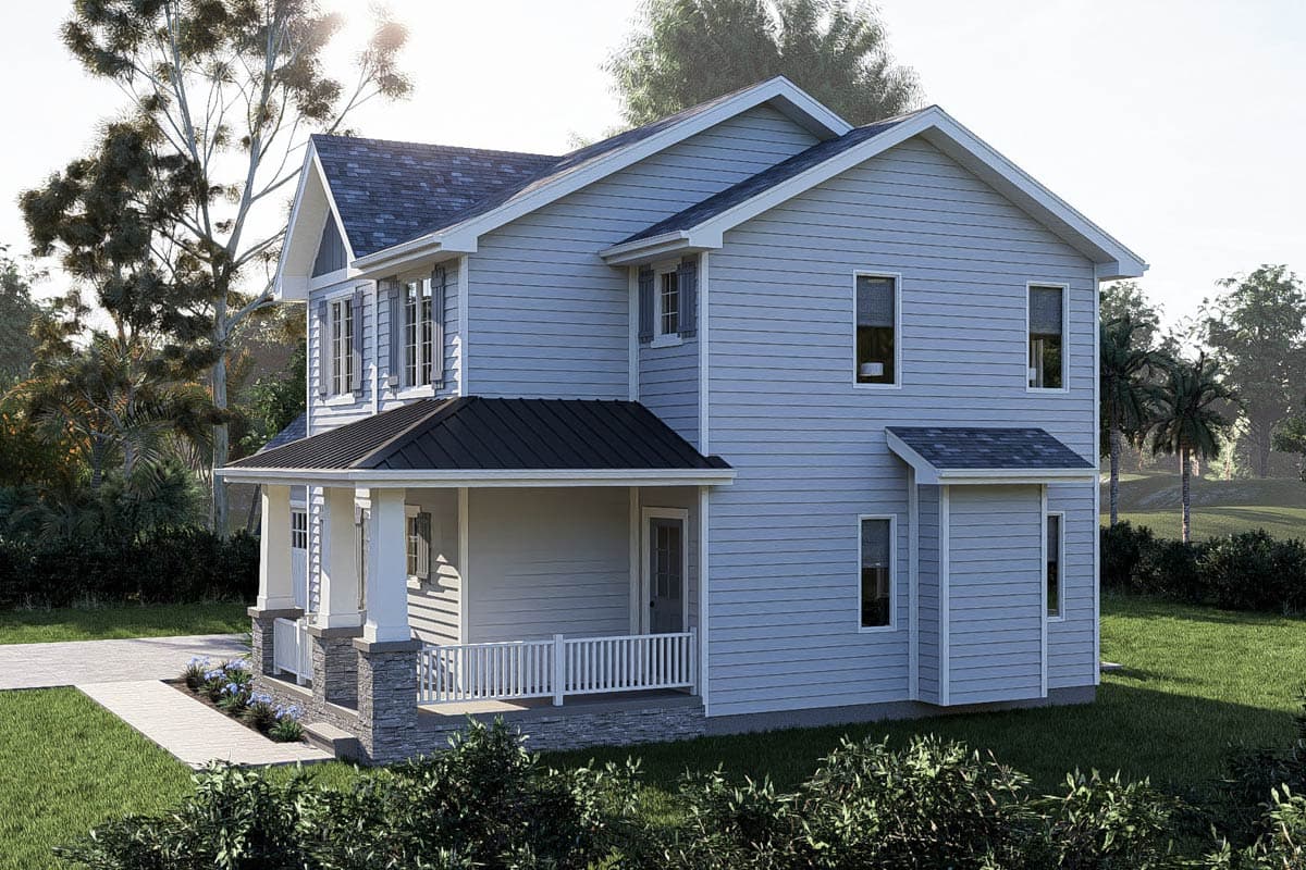 Plan 62407DJ: 2-Story Traditional House Plan with Wrap Around Porch - 1388 Sq Ft - Image #13 - Country, Farmhouse, Traditional