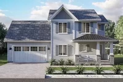 2-Story Traditional House Plan with Wrap Around Porch - 1388 Sq Ft