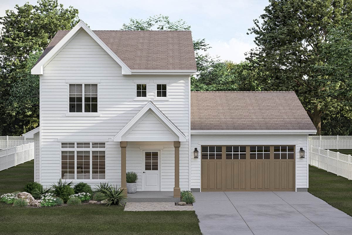 Plan 62411DJ: Charming 3-Bedroom Modern Farmhouse Plan with 1558 Sq Ft and 2-Car Garage - Image #4 - Country, Traditional
