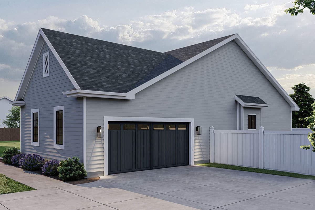 Plan 62412DJ: One-Story Cottage with Alternate Modern Farmhouse Exterior - Image #4 - Cottage, Ranch, Traditional