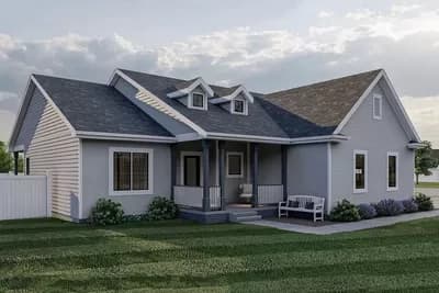 One-Story Cottage with Alternate Modern Farmhouse Exterior