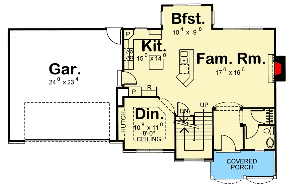 Plan 62424DJ: 3 Bedroom Traditional House Plan with Optional Bonus Room  - Floor Plan - Main Level - Traditional