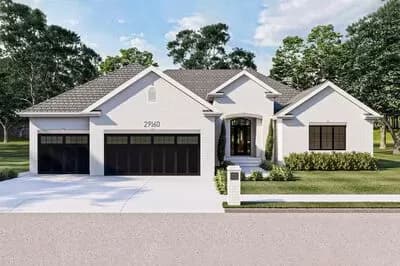 2-Bed Traditional House Plan with Vaulted Great Room