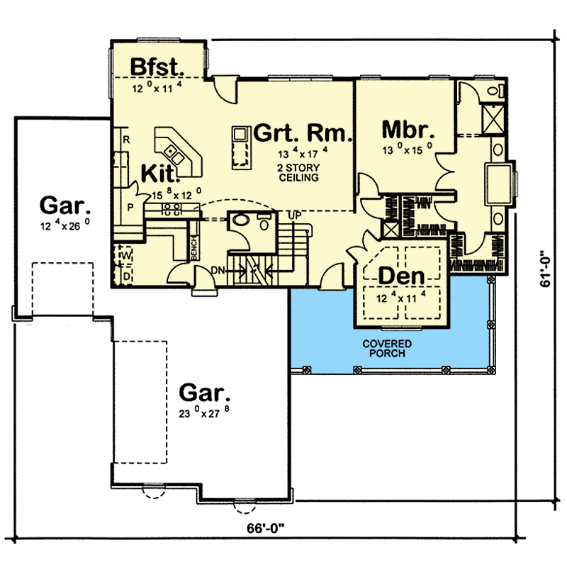 Plan 62436DJ: 2 Story Great Room with 3 Sided Fireplace - Floor Plan - Main Level - Country, Southern, Traditional