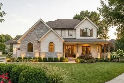 2 Story Great Room with 3 Sided Fireplace