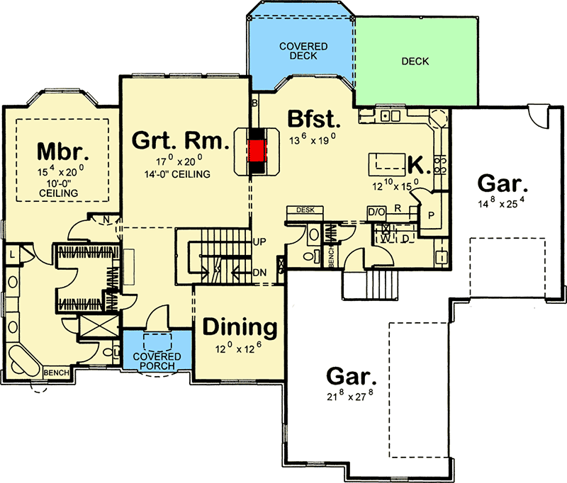 Plan 62451DJ: Many-Gabled Traditional House Plan - Floor Plan - Main Level - European, Traditional, Transitional