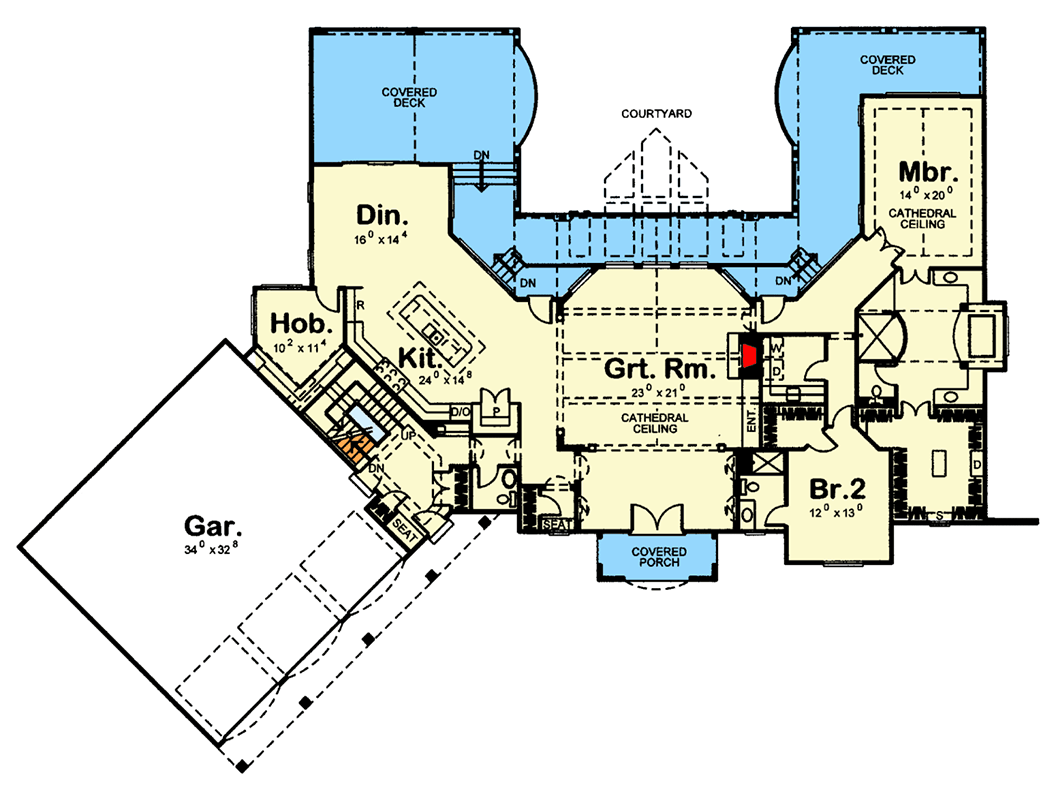 Plan 62460DJ: Traditional House Plan with Stone Accents - Floor Plan - Main Level - European, Traditional