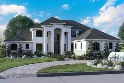 3-Bed European House Plan with Two-Story Octagonal Great Room - 3992 Sq Ft