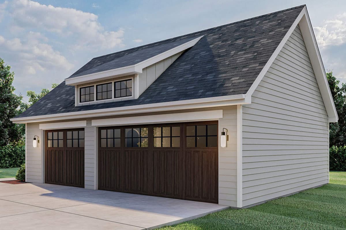 Plan 62470DJ: Garage with Shed Dormer Detail - Image #4