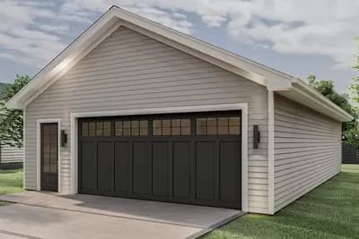 Simple 2 Car Garage with Man Door