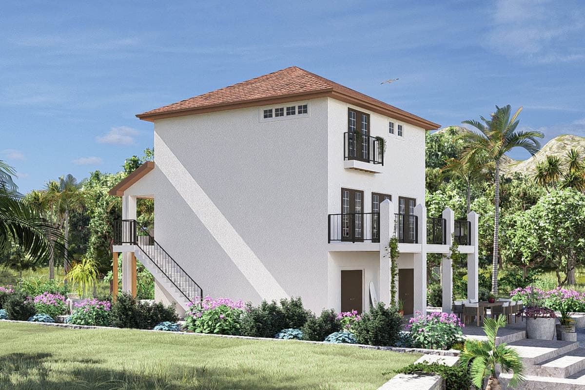 Plan 62488DJ: Two-Story Tuscan House Plan with 2-Car Drive-Under Garage - 1633 Sq Ft - Image #14 - Beach, Coastal, Mediterranean, Southwest, Tuscan