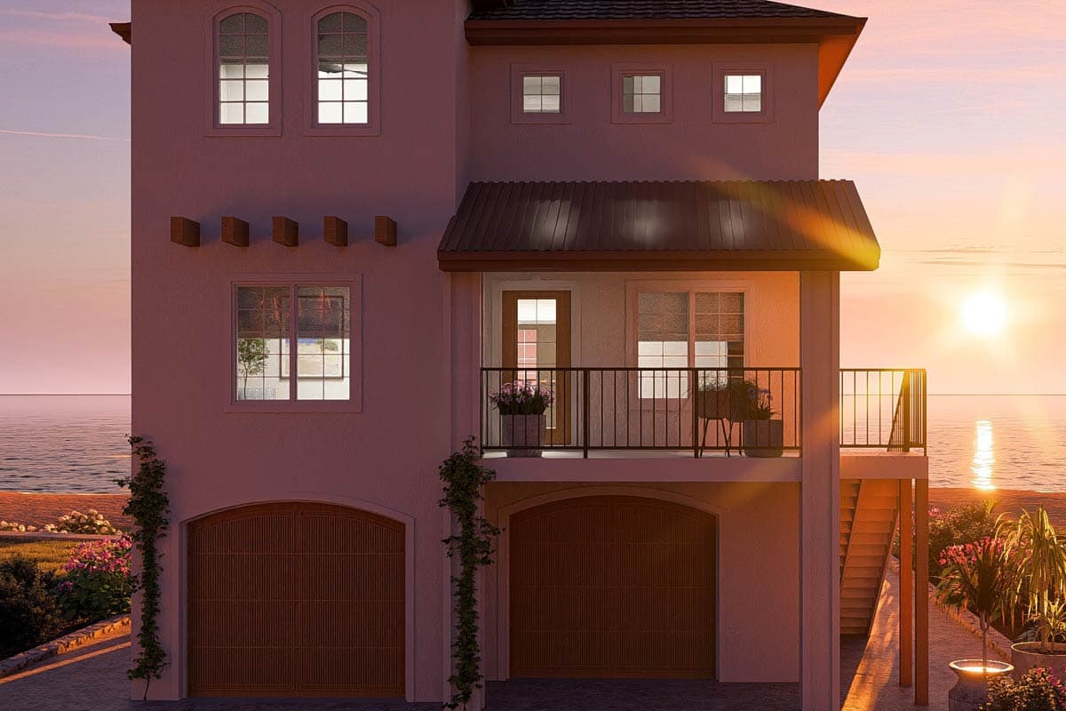 Plan 62488DJ: Two-Story Tuscan House Plan with 2-Car Drive-Under Garage - 1633 Sq Ft - Image #15 - Beach, Coastal, Mediterranean, Southwest, Tuscan