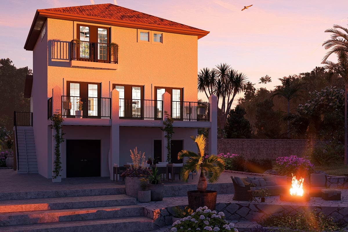 Plan 62488DJ: Two-Story Tuscan House Plan with 2-Car Drive-Under Garage - 1633 Sq Ft - Image #16 - Beach, Coastal, Mediterranean, Southwest, Tuscan