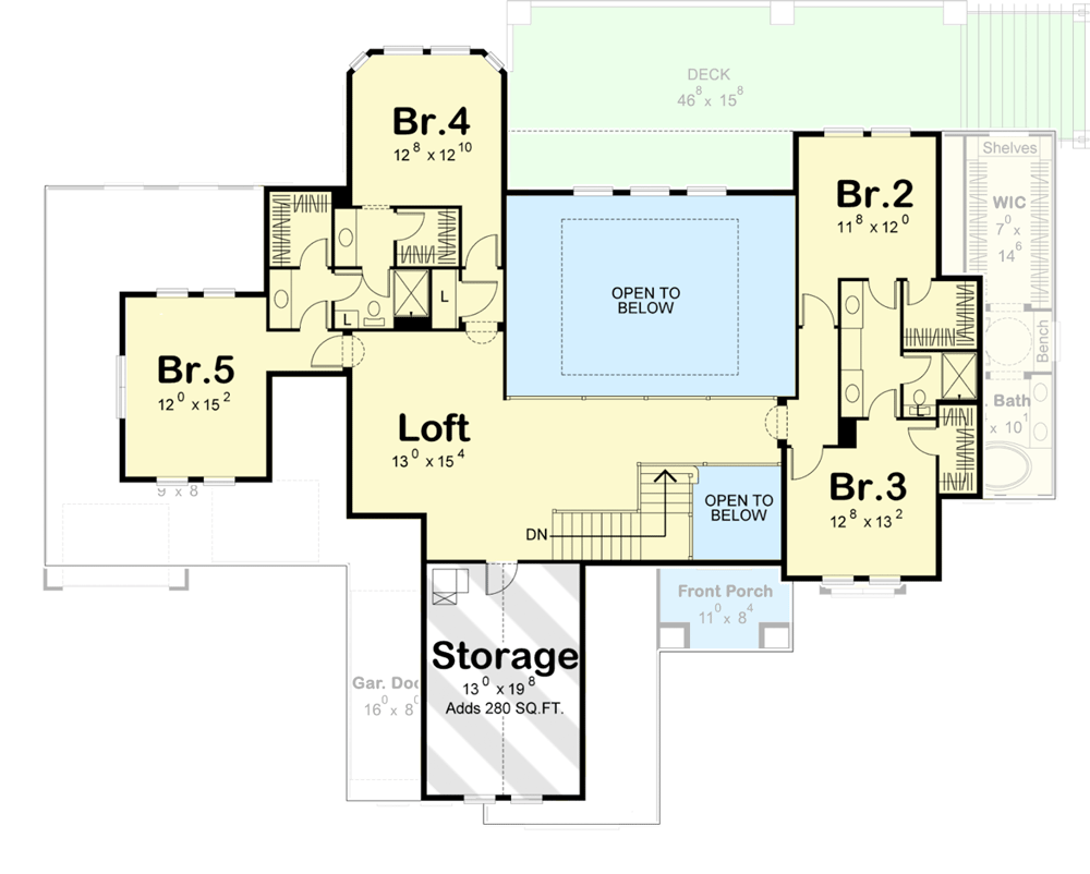 Plan 62496DJ: 5 Bed Luxury Italianate House Plan - Floor Plan - 2nd Floor - European, Traditional