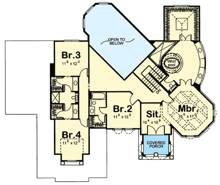 Plan 62499DJ: 4 Bedroom Class Act - Floor Plan - 2nd Floor - Coastal, European, Florida-Style, Mediterranean
