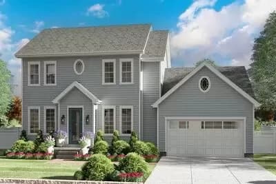 Two-Story Colonial House Plan with Home Office - 1998 Sq Ft