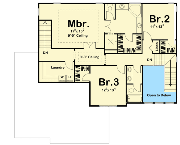 Plan 62514DJ: Gracious, Open Floor Plan - Floor Plan - 2nd Floor - European, Traditional