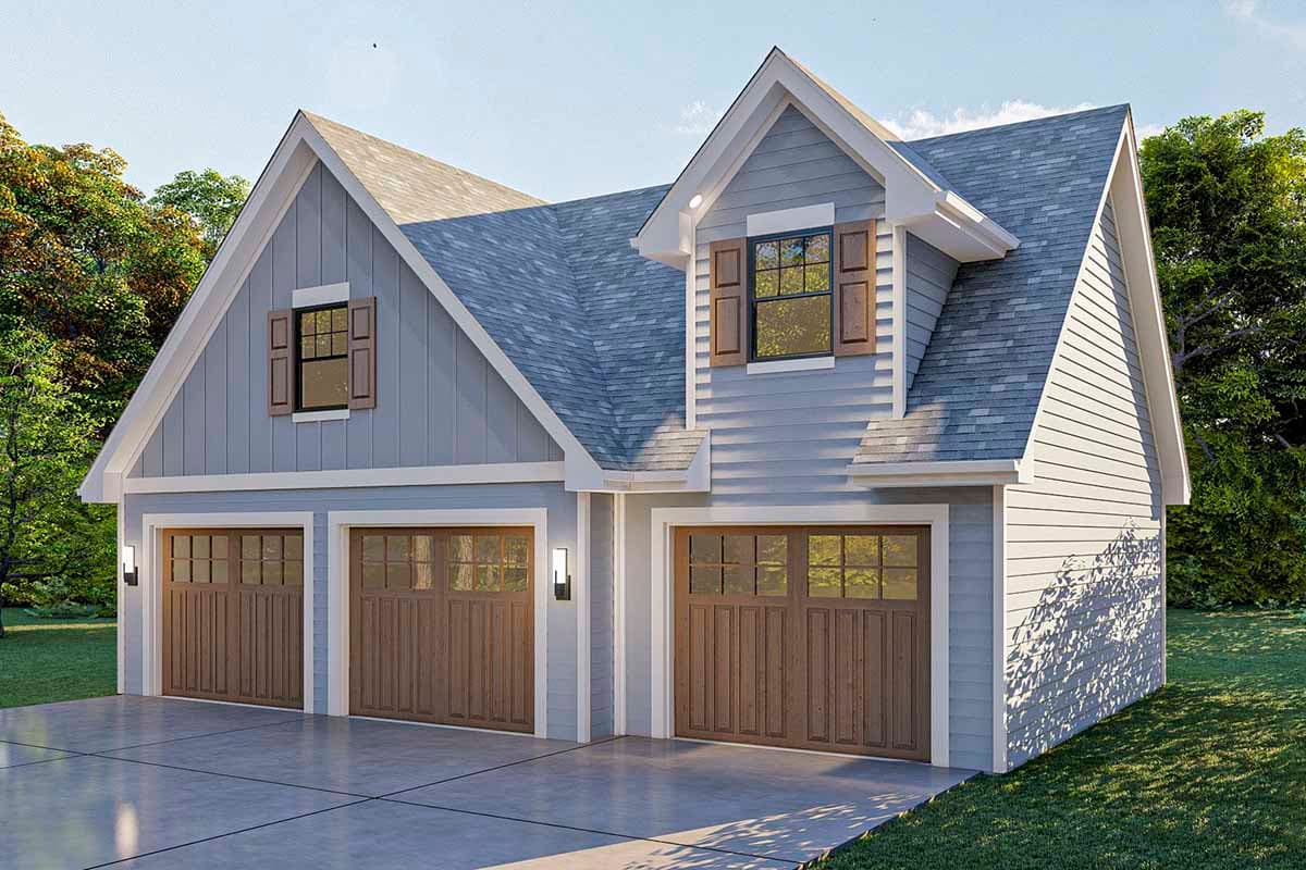Plan 62517DJ: 3 Car Garage With Loft Above - Image #4 - Carriage