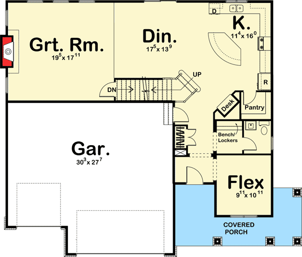 Plan 62519DJ: Two-Story Home with Flex Space - Floor Plan - Main Level - Northwest, Traditional
