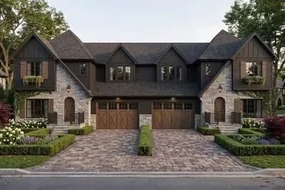 Stunning Mountain New American Duplex Plan with Four Spacious Bedrooms Per Unit