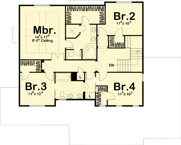 Plan 62525DJ: Traditional Home Plan with Flex Room - Floor Plan - 2nd Floor - Farmhouse, Traditional