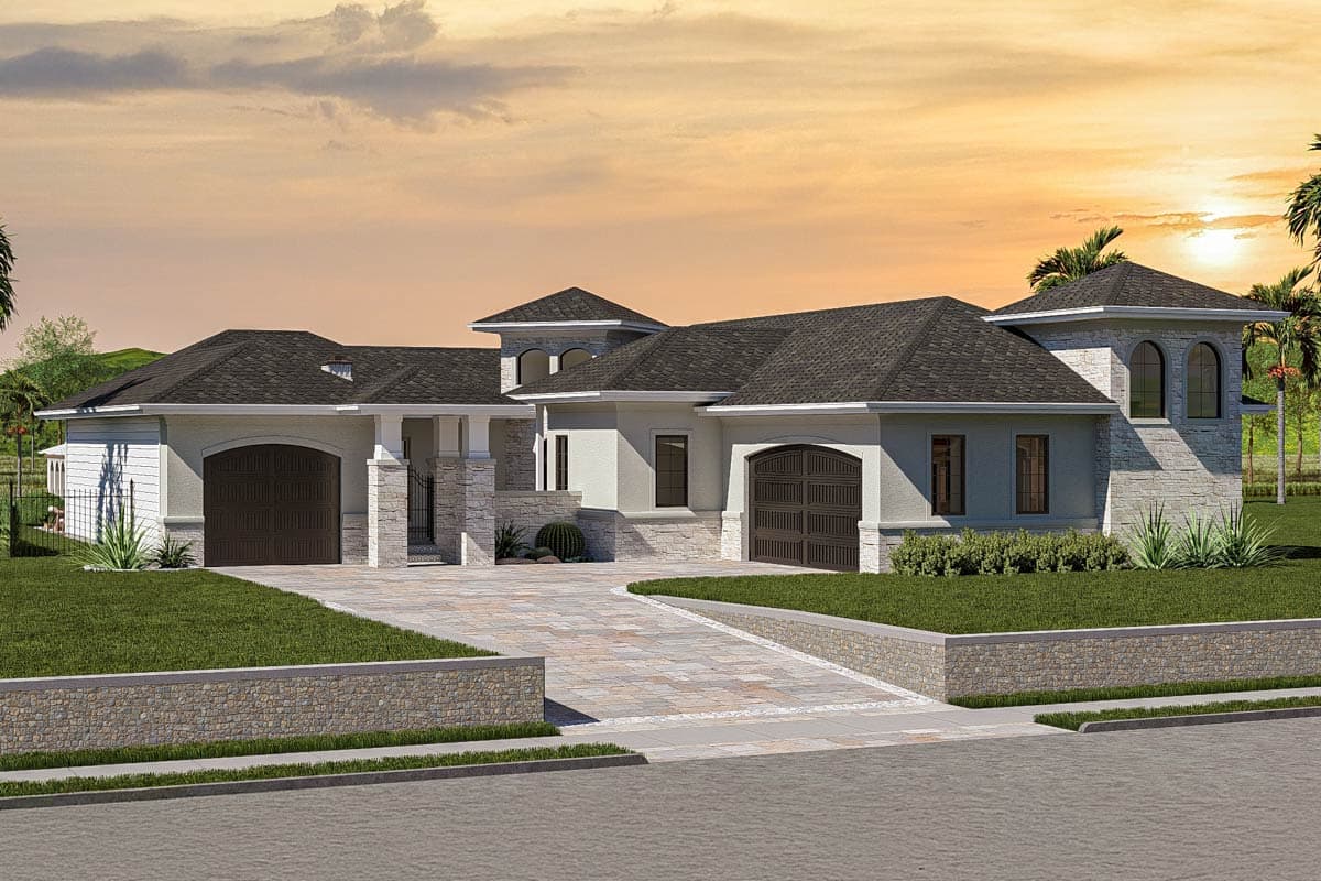 Plan 62531DJ: 2-Bed Mediterranean House Plan with Front Courtyard and Outdoor Fireplace - 1709 Sq Ft - Image #11 - European, Mediterranean, Spanish, Tuscan