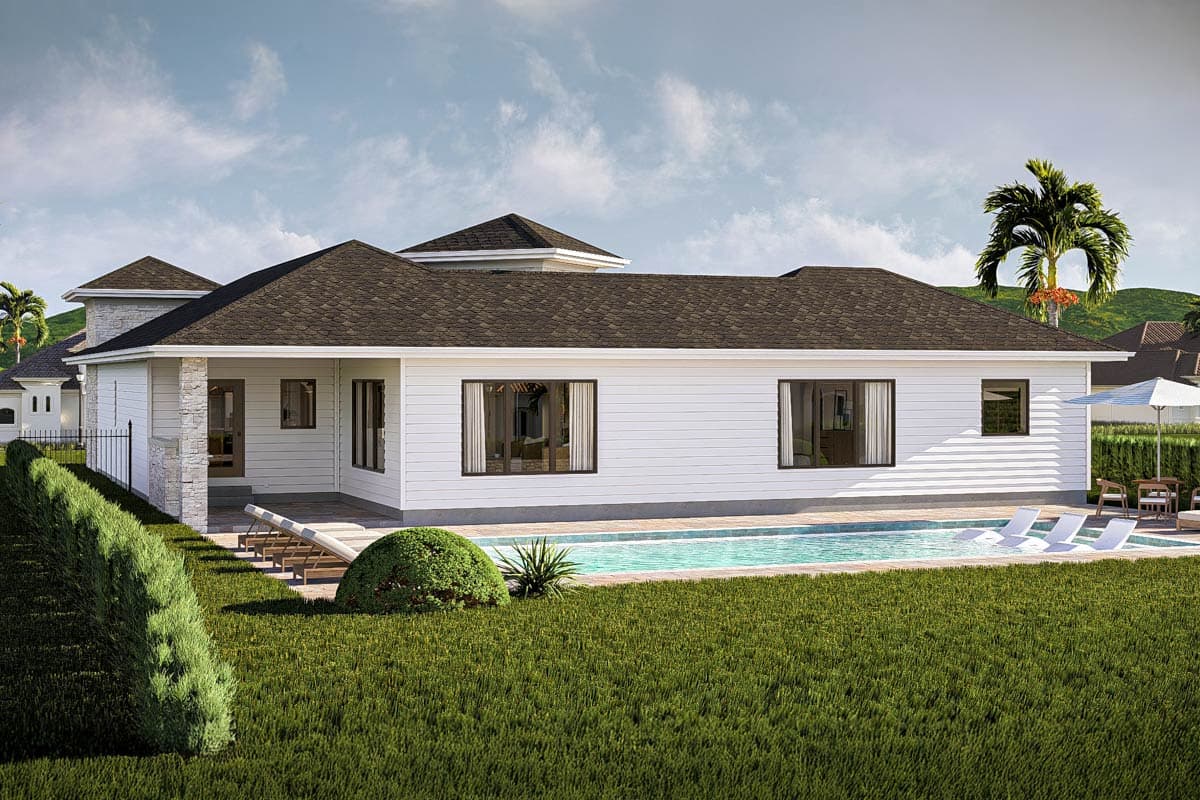 Plan 62531DJ: 2-Bed Mediterranean House Plan with Front Courtyard and Outdoor Fireplace - 1709 Sq Ft - Image #12 - European, Mediterranean, Spanish, Tuscan