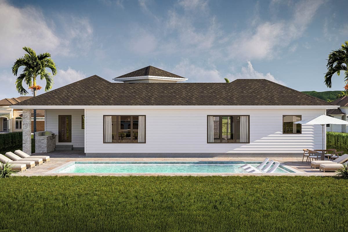 Plan 62531DJ: 2-Bed Mediterranean House Plan with Front Courtyard and Outdoor Fireplace - 1709 Sq Ft - Image #14 - European, Mediterranean, Spanish, Tuscan