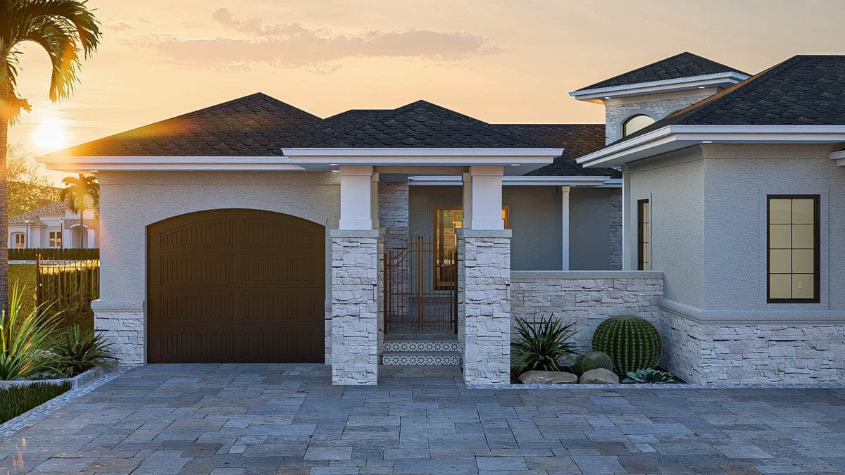 Plan 62531DJ: 2-Bed Mediterranean House Plan with Front Courtyard and Outdoor Fireplace - 1709 Sq Ft - Image #16 - European, Mediterranean, Spanish, Tuscan