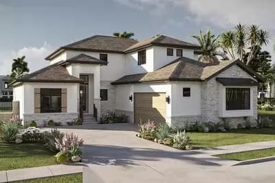 Contemporary 4 Bed House Plan with Main Level Master and Flex Space
