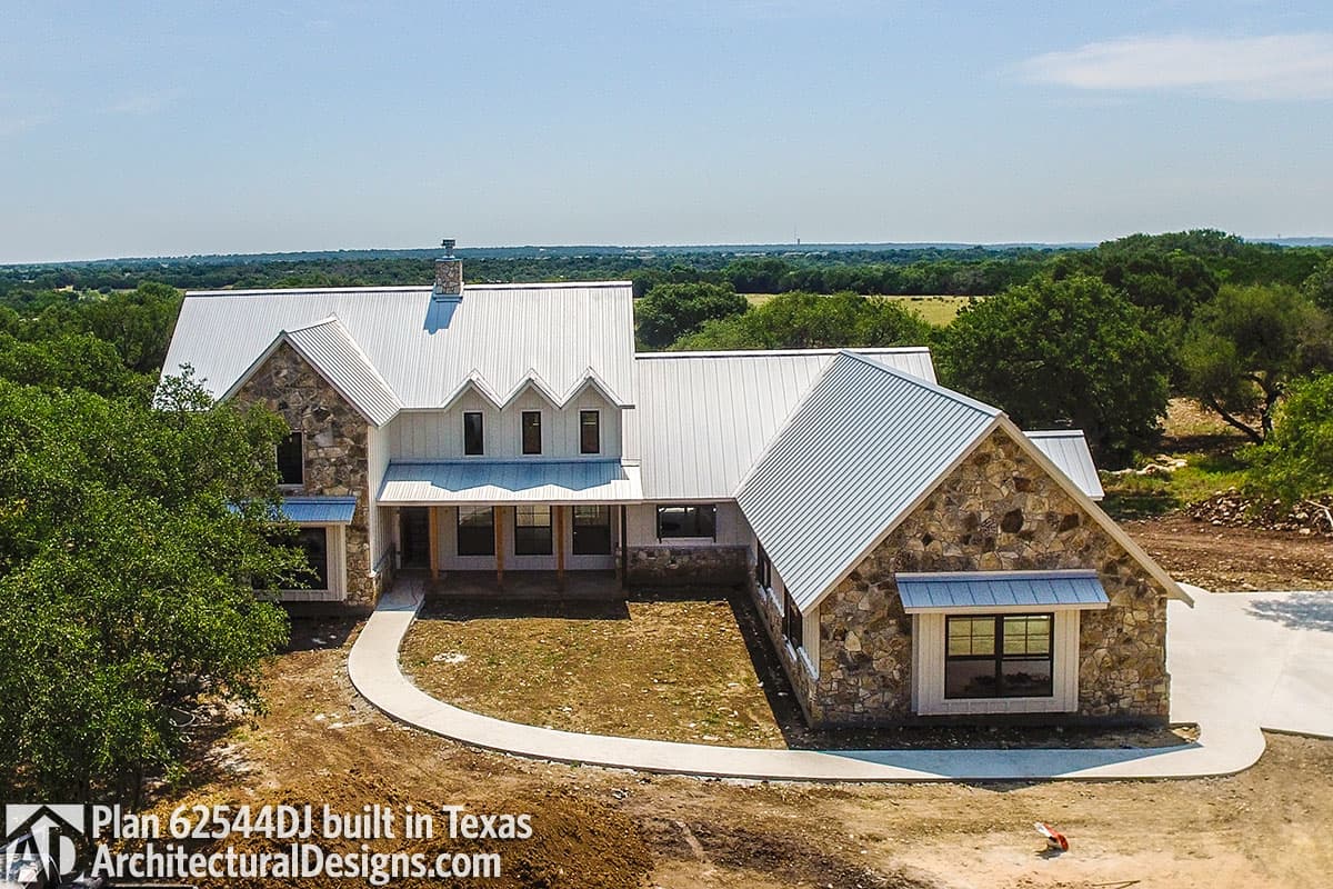 build gallery item - Modern Farmhouse Plan 62544DJ comes to life in Texas with a Hill Country exterior