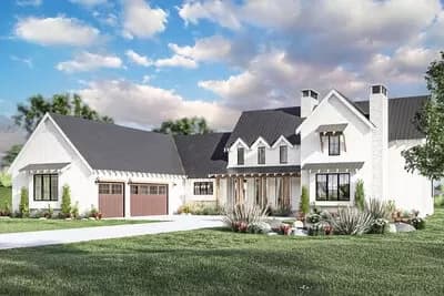 Modern 4 Bedroom Farmhouse Plan with 2-Story Great Room - 2768 Sq Ft