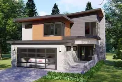 3 Bed Modern Home Plan with Covered Patio