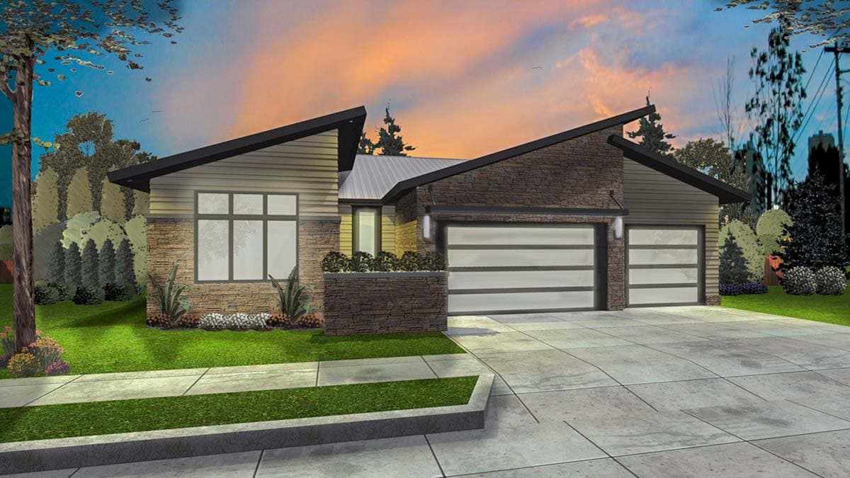 Plan 62547DJ: 3 Bed Modern Ranch House Plan - Image #7 - Contemporary, Mid Century Modern, Modern, Ranch