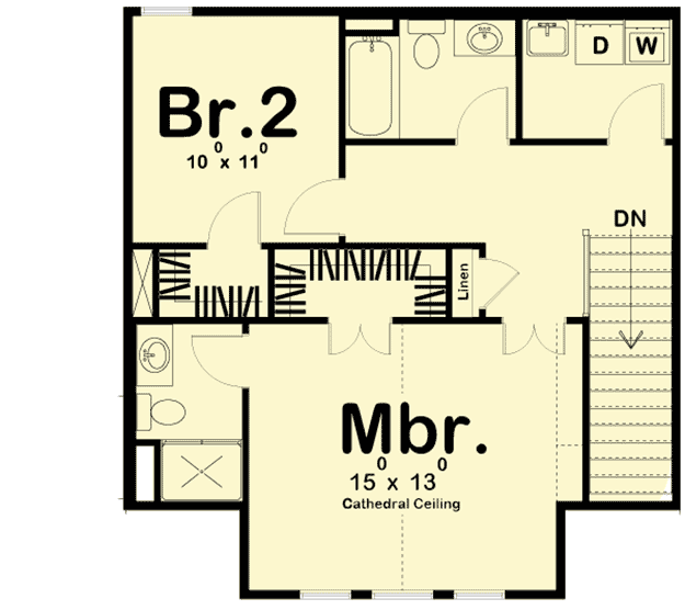 Plan 62551DJ: Two Bed Bungalow with Vaulted Master - Floor Plan - 2nd Floor - Bungalow, Cottage, Northwest