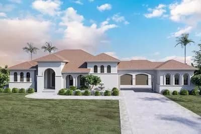 Mediterranean-influenced House Plan with Secluded Master Suite