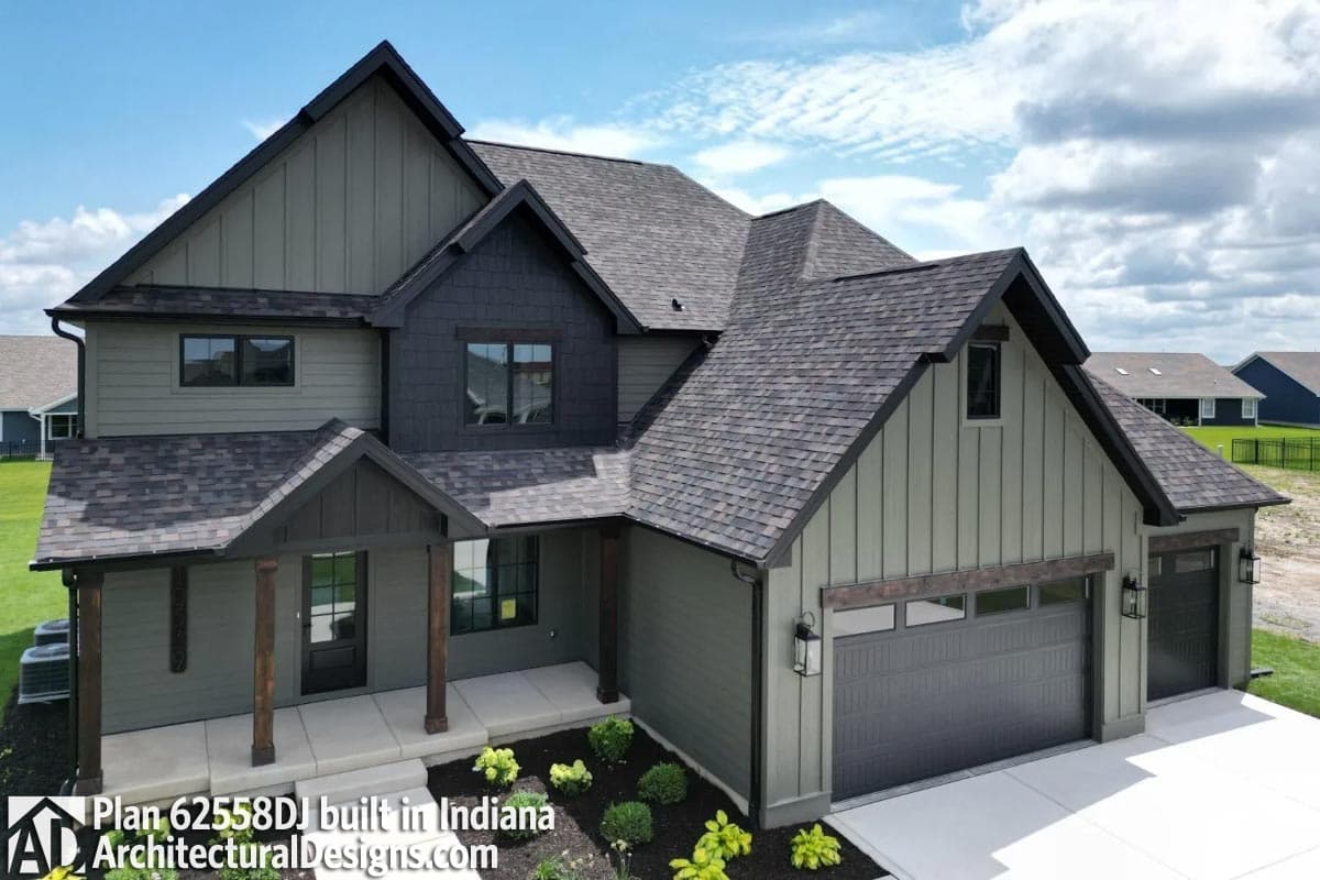 build gallery item - House Plan 62558DJ comes to life in Indiana!