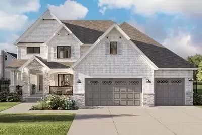 4 Bedroom New American House Plan with Open Layout and Curved Staircase - 2664 Sq 