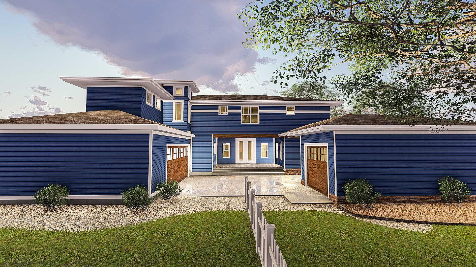 Plan 62561DJ: Prairie Style House Plan with Porte Cochere - Image #7 - Northwest, Prairie