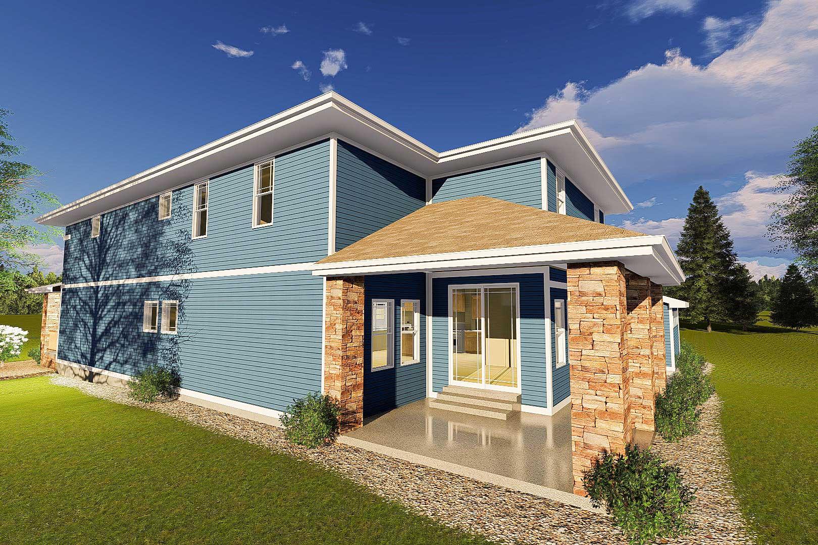 Plan 62561DJ: Prairie Style House Plan with Porte Cochere - Image #8 - Northwest, Prairie