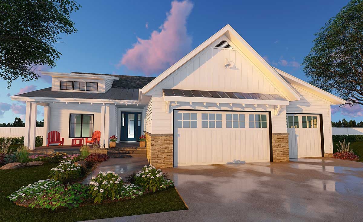 Plan 62568DJ: 3-Bed Cottage Ranch Home Plan with L-Shaped Porch - 1701 Sq Ft - Image #10 - Cottage, Country, Craftsman, New American, Northwest, Ranch