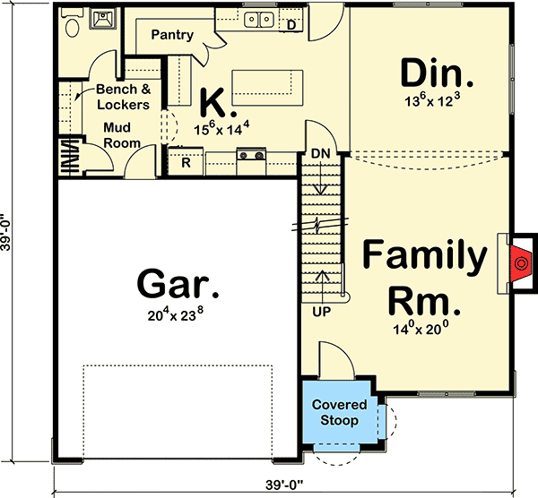 Plan 62570DJ: Family-Friendly Prairie Style House Plan - Floor Plan - Main Level - Northwest, Prairie