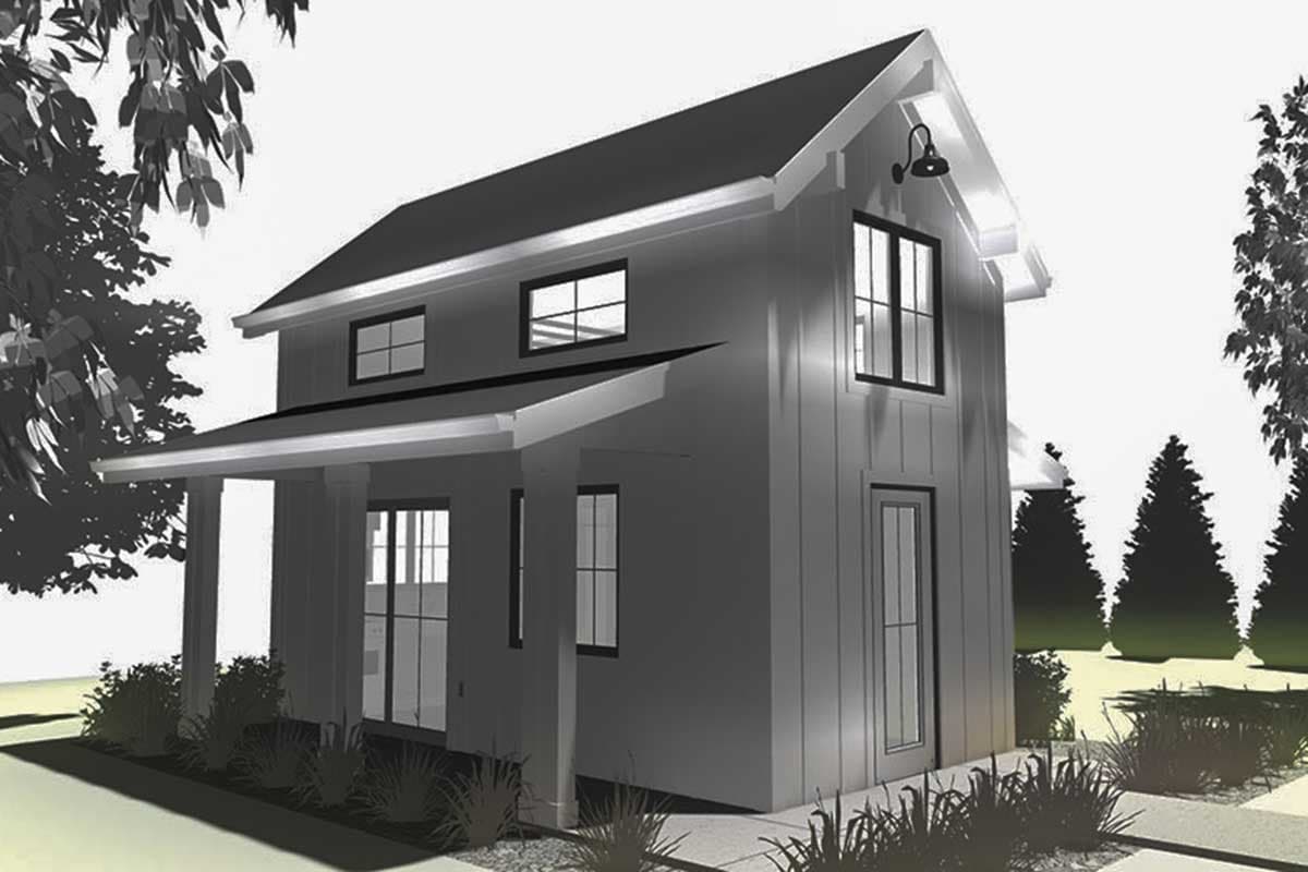 Plan 62571DJ: Teeny Tiny House Plan with Bedroom Loft - Image #8 - Cottage, Country, Vacation