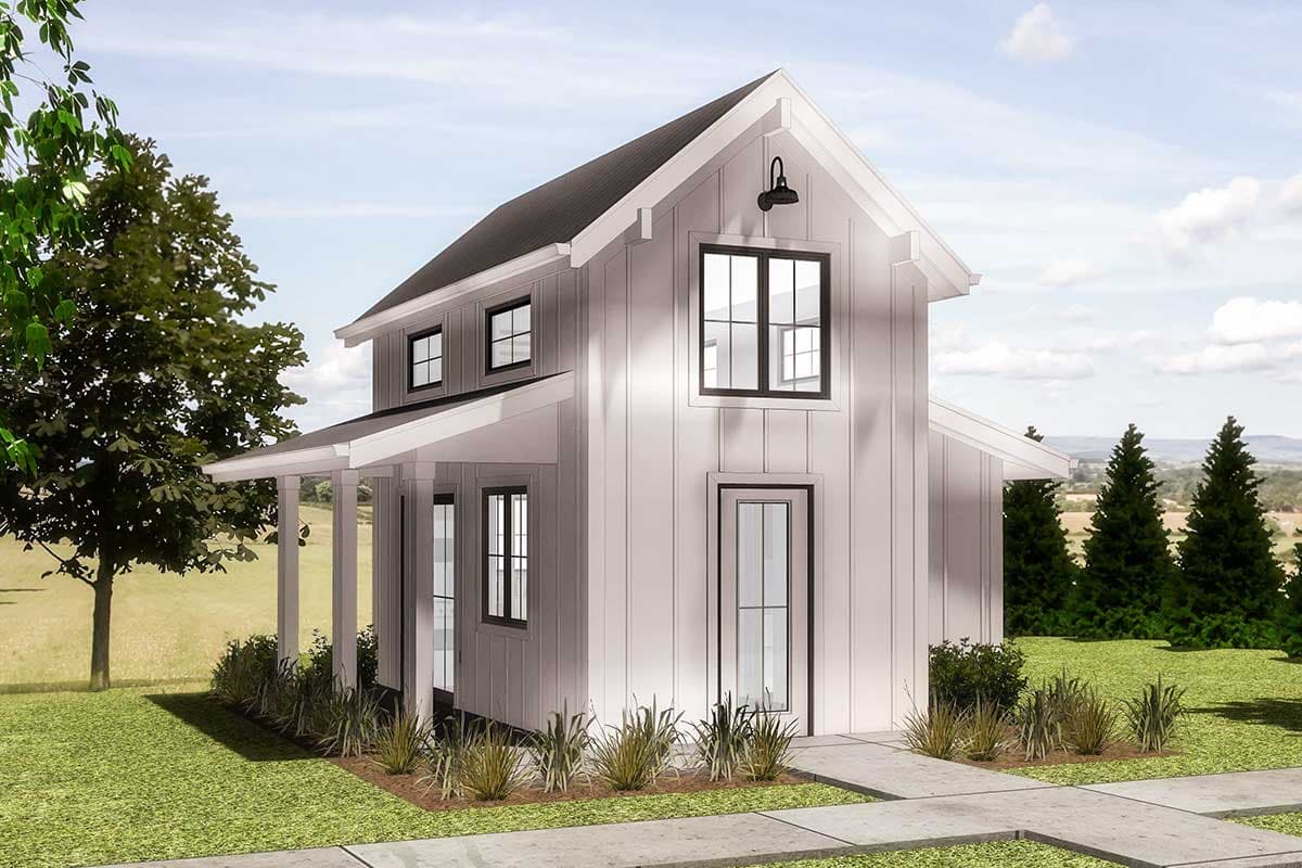 Plan 62571DJ: Teeny Tiny House Plan with Bedroom Loft - Image #4 - Cottage, Country, Vacation